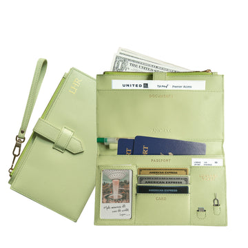 RFID 보호 기능을 갖춘 아보카도 그린 여행용 지갑 