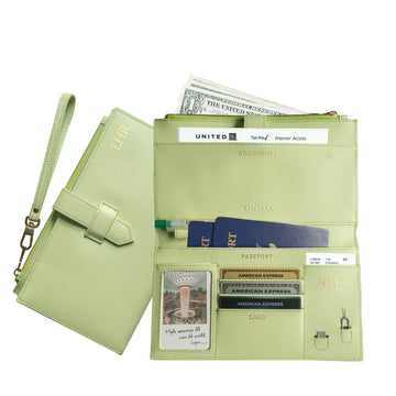 Avocado Green Travel Wallet with RFID Protection