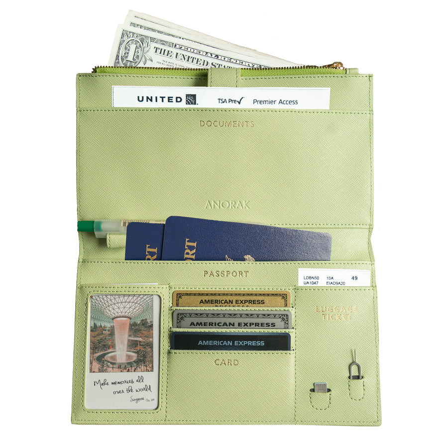 Avocado Green Travel Wallet with RFID Protection