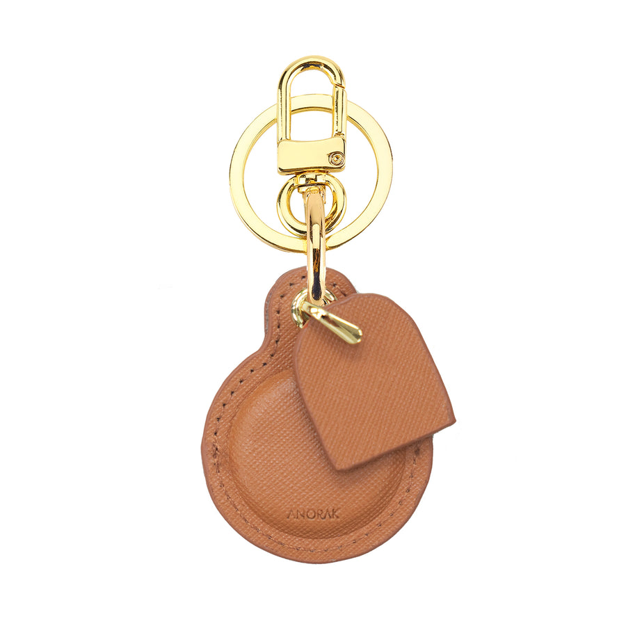 Caramel Brown AirTag Key Ring