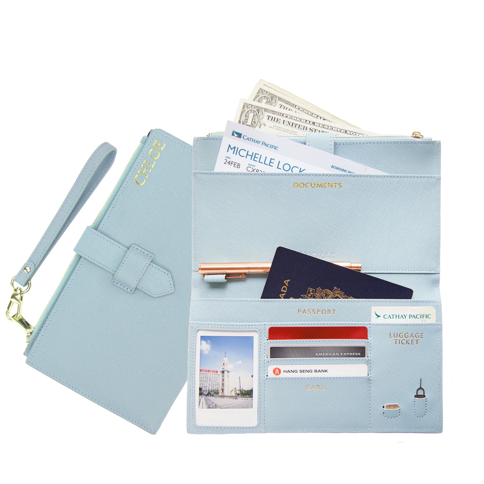 Lilac Blue Travel Wallet with Strap | ANORAK