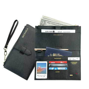 RFID 보호 기능을 갖춘 검은색 여행용 지갑