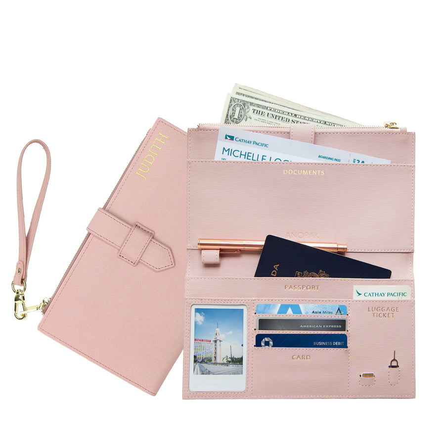 Nude Pink Travel Wallet with RFID Protection