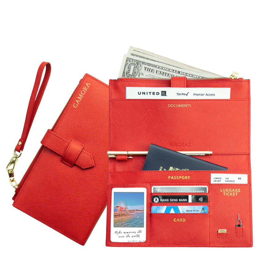 Red Travel Wallet with RFID protection